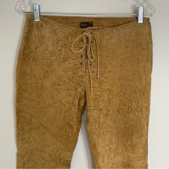 Danier Suede Textured Leather Retro Pants Boho Hippie 6 - Picture 8 of 15